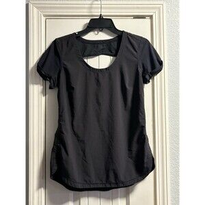 Lululemon Black Active Top Womens Medium Open Back Short Sleeve